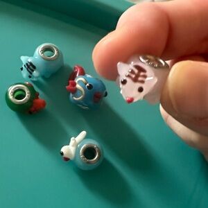 (5) Colorful silver Glass Animal Beads fish,bird, mouse etc